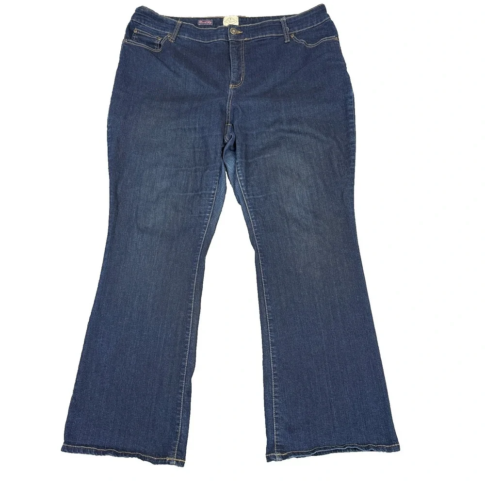 St‎ Johns Bay Bootcut Jeans Womens 20W Dark Wash Stretch Denim Plus Size Blue